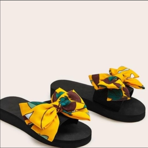 Shoes - FREE W/$25 Purchase New! Yellow Bow Slides